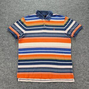 Express Polo Shirt Mens Large‎ Multicolor Striped Short Sleeve Preppy Casual